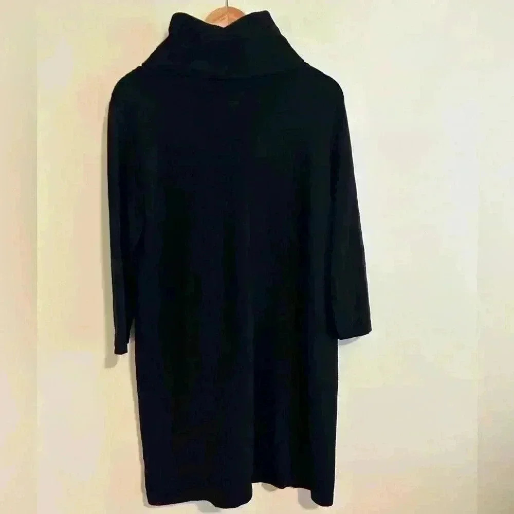 Tyler Boe Kim Cotton Cashmere Cowl Neck Knit Sweater Dress Size Large Black - Picture 6 of 8